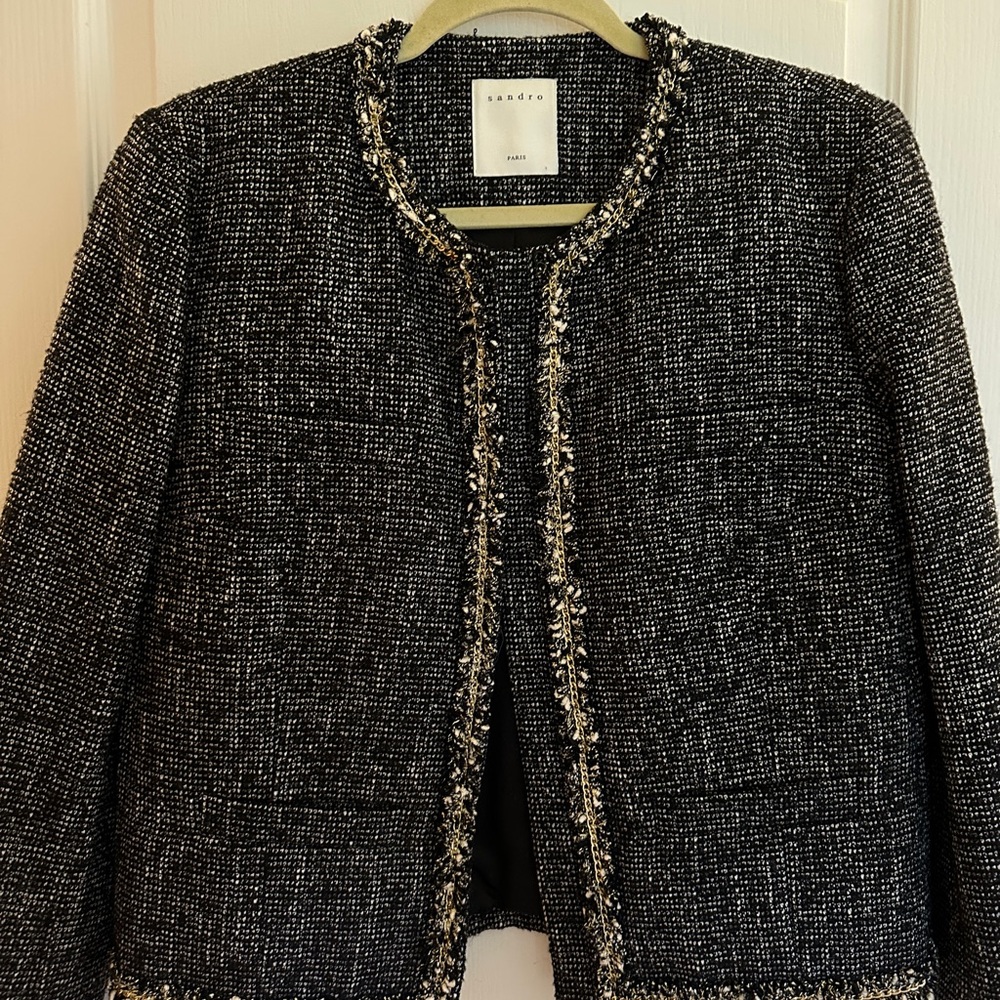 Sandro Black Tweed Jacket